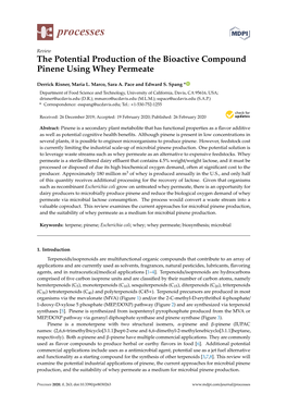 The Potential Production of the Bioactive Compound Pinene Using Whey Permeate