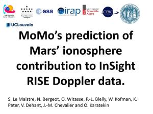 Momo's Prediction of Mars' Ionosphere Contribution to Insight RISE
