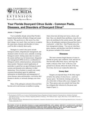 Common Pests, Diseases, and Disorders of Dooryard Citrus1