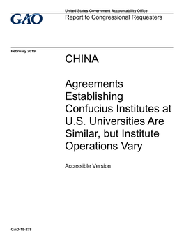 Agreements Establishing Confucius Institutes at US Universities