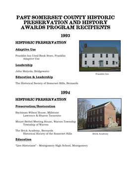 Past Historic Preservation Awards