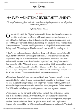 Harvey Weinstein's Secret Settlements