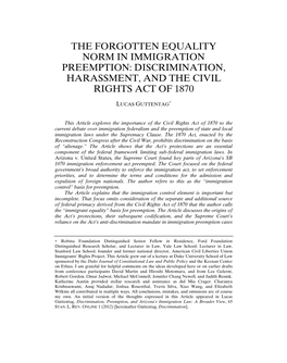 Discrimination, Harassment, and the Civil Rights Act of 1870