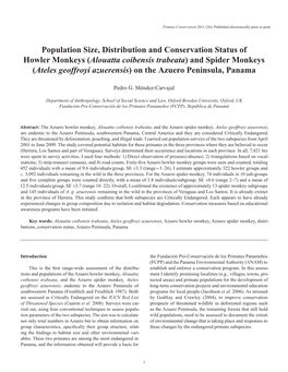 Primate Conservation 2011 (26): Published Electronically Prior to Print