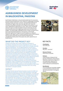 Agribusiness Development in Balochistan, Pakistan
