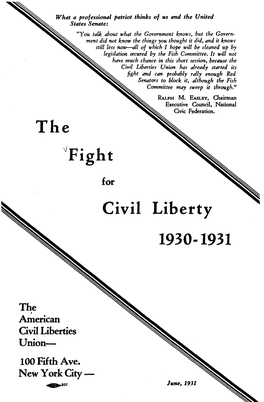 Fight Civil Liberty 1930- 1931