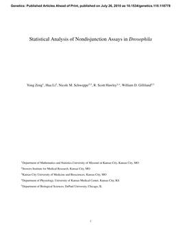 Statistical Analysis of Nondisjunction Assays in Drosophila