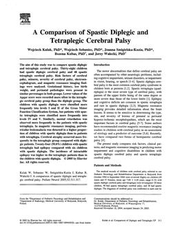 A Comparison of Spastic Diplegic and Tetraplegic Cerebral Palsy