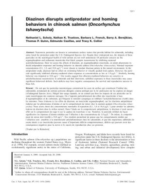 Diazinon Disrupts Antipredator and Homing Behaviors in Chinook Salmon (Oncorhynchus Tshawytscha)