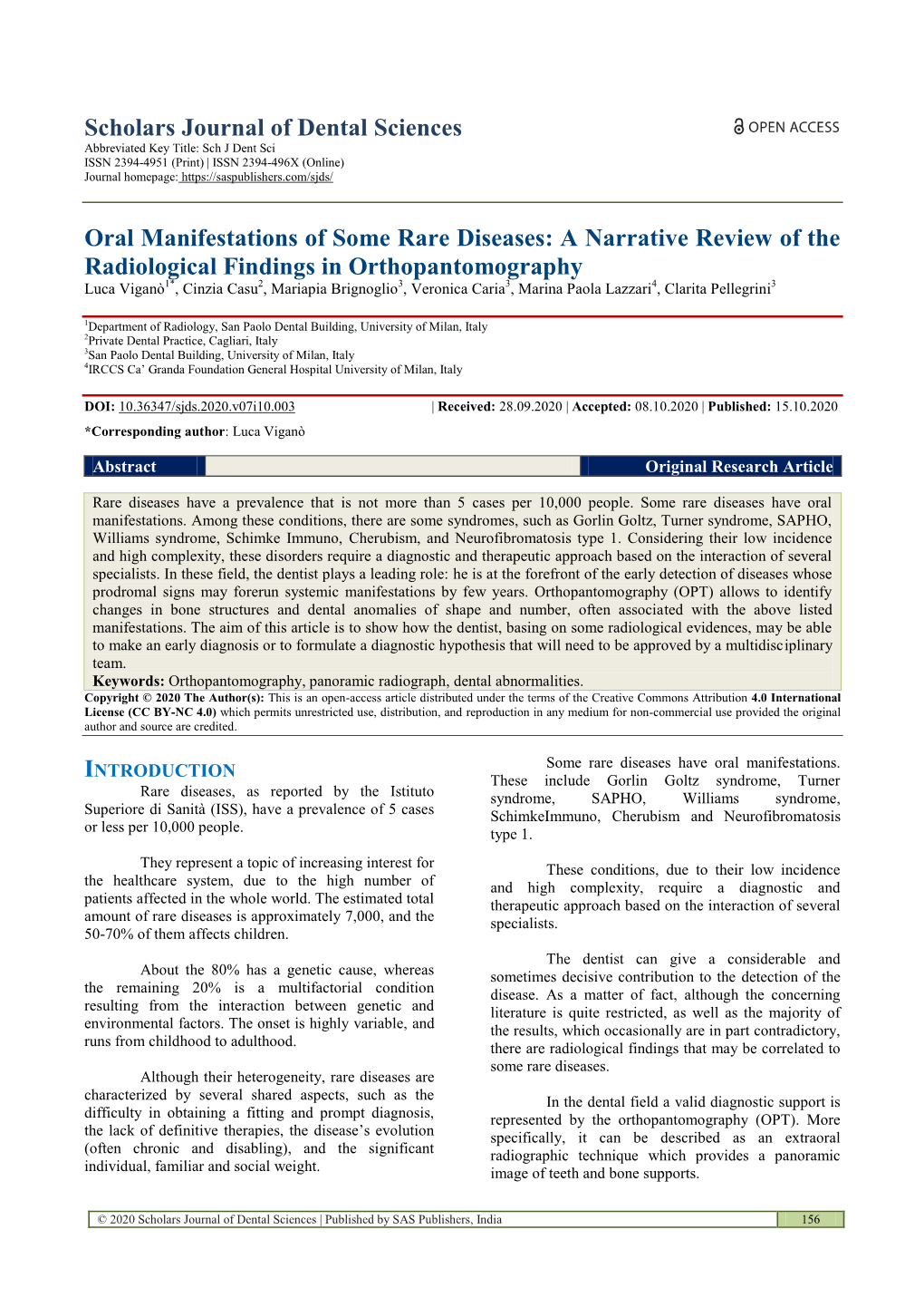 Scholars Journal of Dental Sciences Oral Manifestations of Some Rare