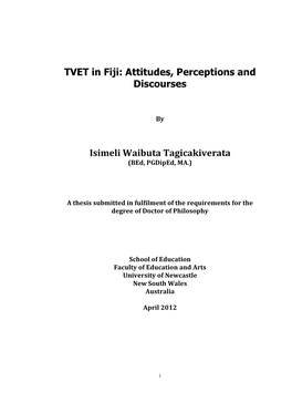 TVET in Fiji: Attitudes, Perceptions and Discourses