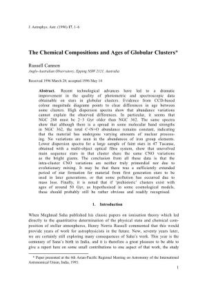 The Chemical Compositions and Ages of Globular Clusters*