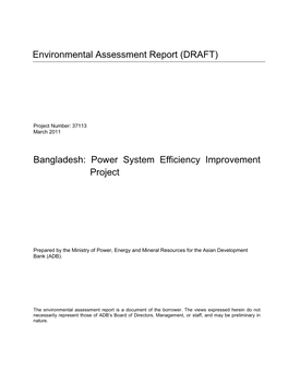 (Draft): Bangladesh: Power System Efficiency Improvement Project
