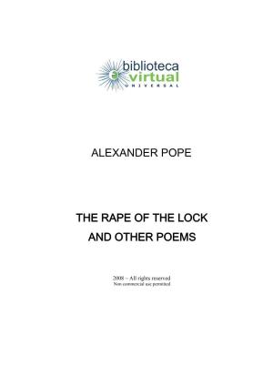Alexander Pope the Rape of the Lock and Other Poems
