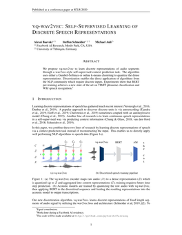 Vq-Wav2vec:Self-Supervised Learningof Discrete Speech Representations