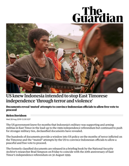 US Knew Indonesia Intended to Stop East Timorese Independence