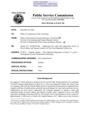 Florida Public Service Commission CAPITAL CIRCLE OFFICE CENTER • 2540 SHUMARD OAK BOULEVARD TALLAHASSEE, FLORIDA 32399-0850 -M-E-M-O-R-A-N-D-U-M