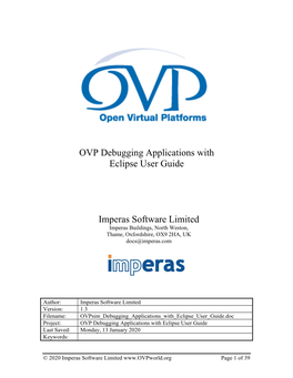 OVP Debugging Applications with Eclipse User Guide