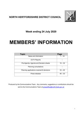 NORTH HERTFORDSHIRE DISTRICT COUNCIL Week Ending 24 July