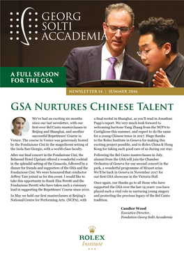 GSA Nurtures Chinese Talent