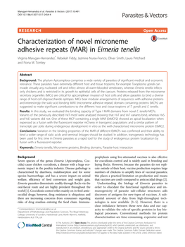 Characterization of Novel Microneme Adhesive Repeats (MAR) in Eimeria