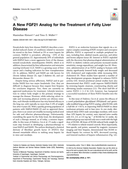 A New FGF21 Analog for the Treatment of Fatty Liver Disease