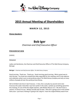 2015 Annual Meeting of Shareholders
