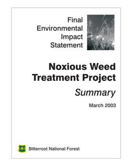 Noxious Weed Treatment Project Summary