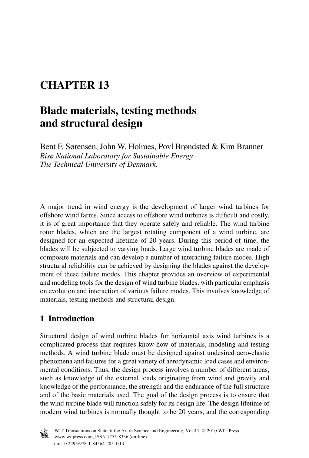 CHAPTER 13 Blade Materials, Testing Methods and Structural Design