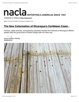 The New Colonization of Nicaragua's Caribbean Coast