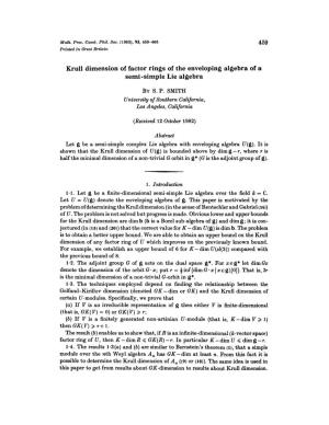 Krull Dimension of Factor Rings of the Enveloping Algebra of a Semi-Simple Lie Algebra