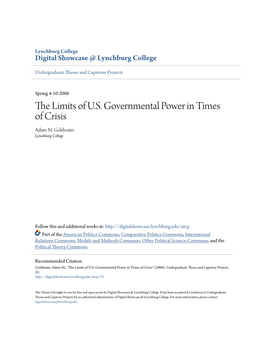 The Limits of U.S. Governmental Power in Times of Crisis Adam M