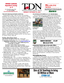 Breeders' Cup Bulletin Headline News