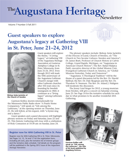 Guest Speakers to Explore Augustana's Legacy at Gathering VIII in St. Peter, June 21–24, 2012