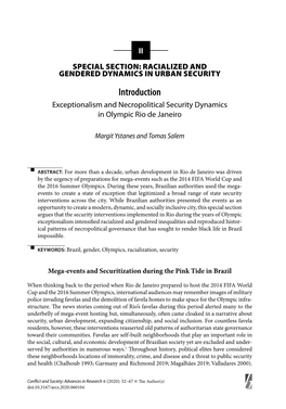 Introduction Exceptionalism and Necropolitical Security Dynamics in Olympic Rio De Janeiro
