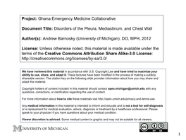 Disorders of the Pleura, Mediastinum, and Chest Wall