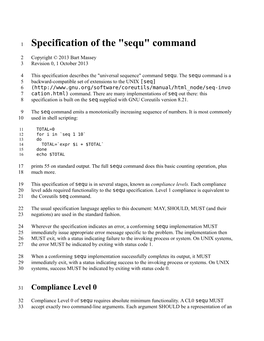 Specification of the "Sequ" Command