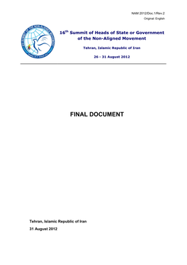 16Th Summit Final Document