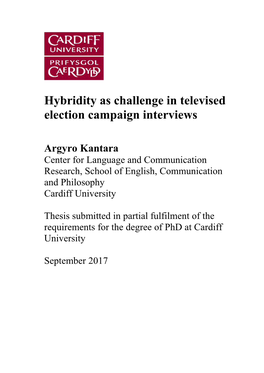 Hybridity As Challenge in Televised Election Campaign Interviews