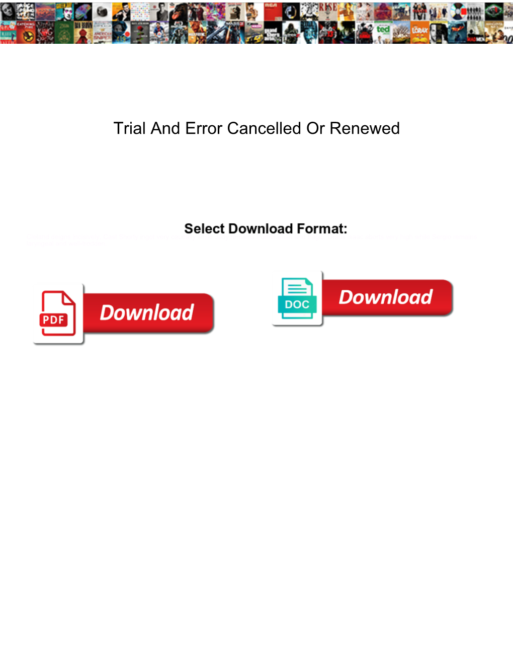 Trial and Error Cancelled Or Renewed