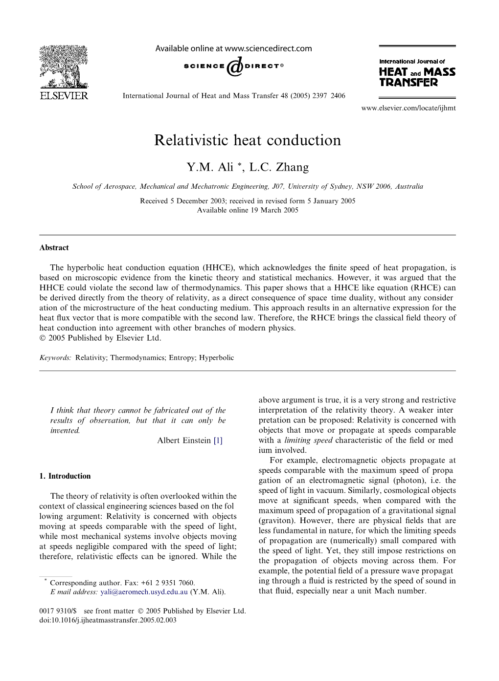 Relativistic Heat Conduction