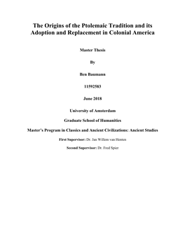 The Origins of the Ptolemaic Tradition and Its Adoption and Replacement in Colonial America