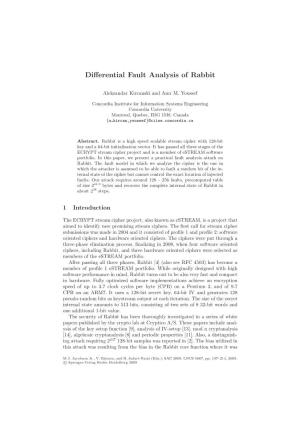 Differential Fault Analysis of Rabbit