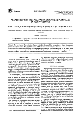 Alkaloids from Ceratocapnos Heterocarpa Plants and in Vitro Cultures