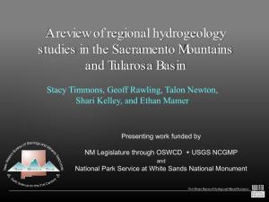 A Review of Regional Hydrogeology Studies in the Sacramento Mountains and Tularosa Basin