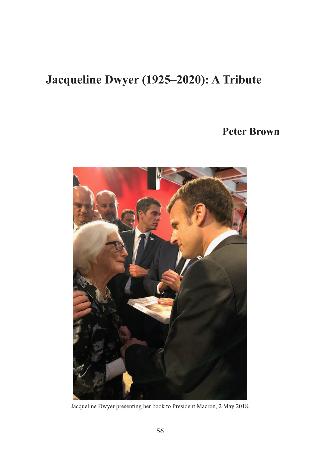 Jacqueline Dwyer (1925–2020): a Tribute