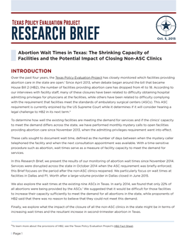 Abortion Wait Times in Texas: the Shrinking Capacity of Facilities and the Potential Impact of Closing Non-ASC Clinics