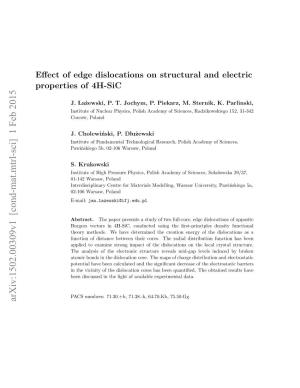 Effect of Edge Dislocations on Structural and Electric Properties Of