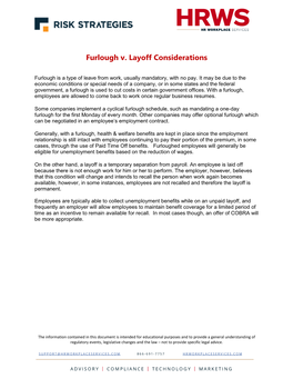 Furlough V. Layoff Considerations
