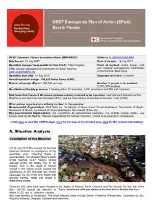 DREF Emergency Plan of Action (Epoa) Brazil: Floods
